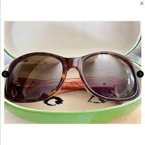 Kate Spade Tortoise Shell Front Pink Backs Sunglasses Made in Italy + Green Case